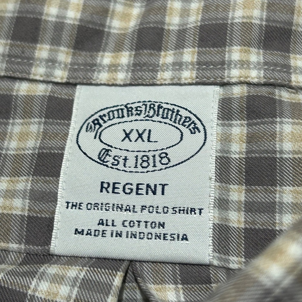 Brooks Brothers Button Down Shirt XXL Grey Plaid Regent Fit Long Sleeve New - Picture 6 of 7